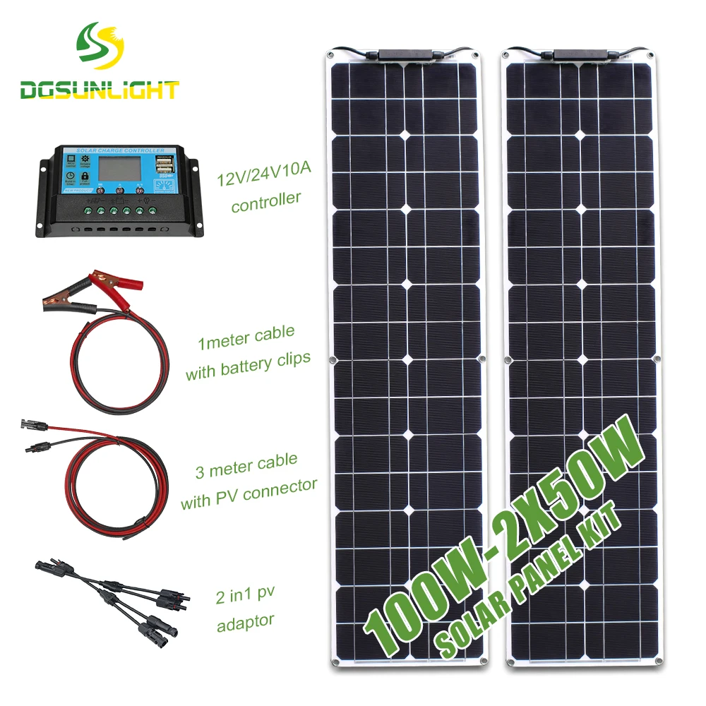 2 шт. 50 Вт узкая Форма 100 Гибкая солнечная панель