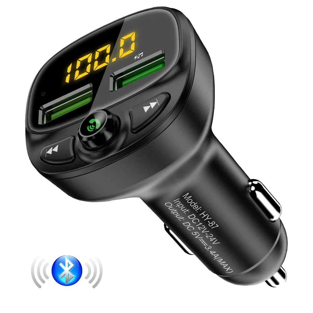 Newest Fm Transmitter Car Adapter Music Player Dual Port USB Car USB Charger Mini 5v 3.1a with LED Display
