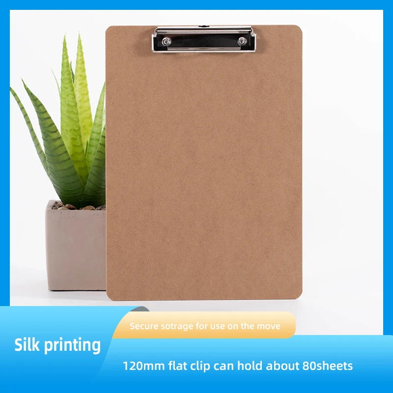 Custom Low Profile 120mm Clip wooden letter A4 size MDF clipboard with hook