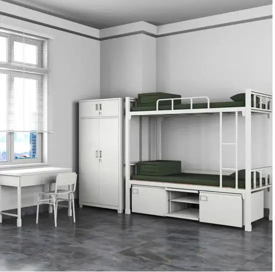 Дешевая школьная мебель двухъярусные кровати для спальни картонная коробка общежитие металлические шкафы взрослых Морден белый