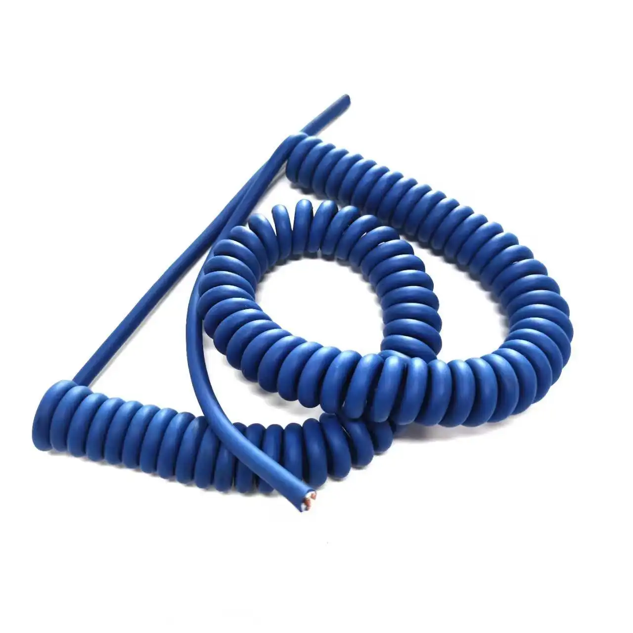 Blue 4core 0.5mm2 PVC TPU Spring wire coiled cable Coiled extension cords