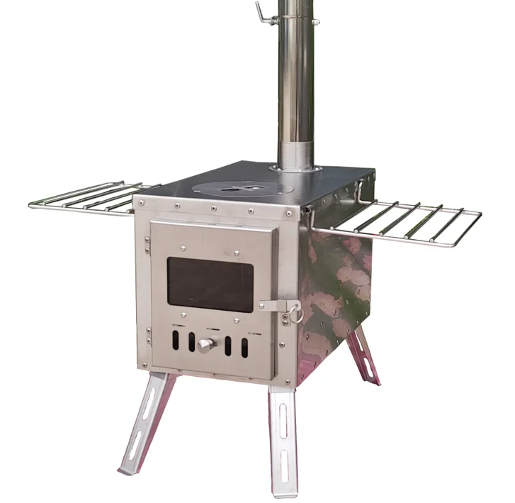 Camping Tent Stove Wood Burning Stoves Stainless Steel Outdoor Hot Tent Heater