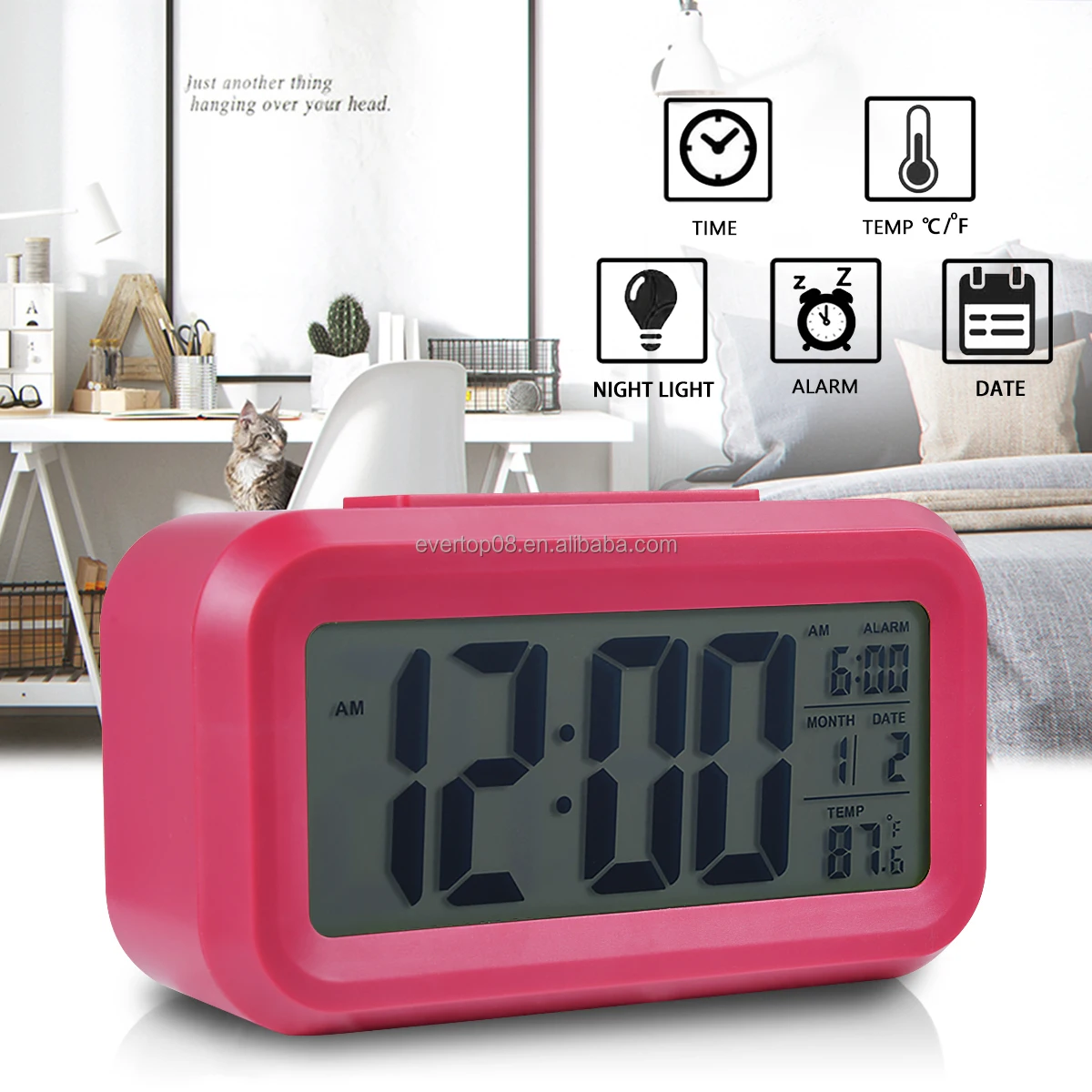 Plastic Smart LCD Table Night Light Calendar Temperature LED Digital Alarm Clocks