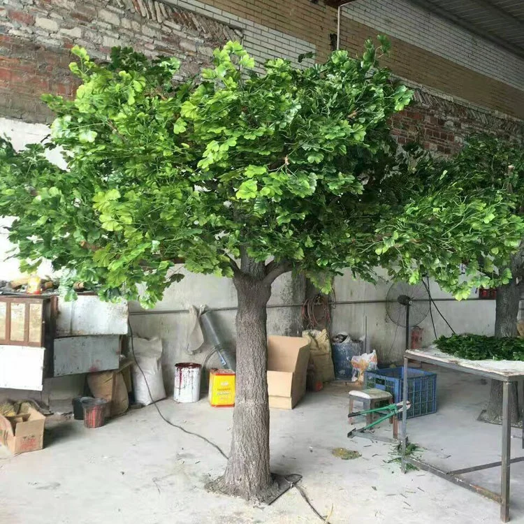 Customized high simulation fiberglass artificial ginkgo tree fake tree on sale