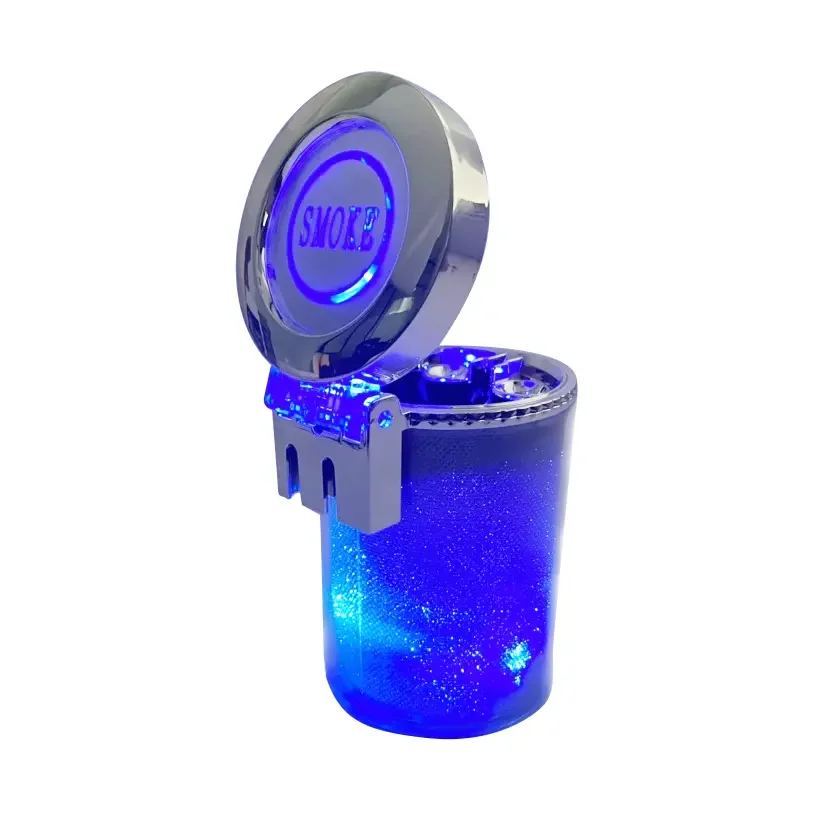 Wholesale  smoking ashtray led light cigarette plastic smoking car ashtray with LED glow in the dark car ash tray