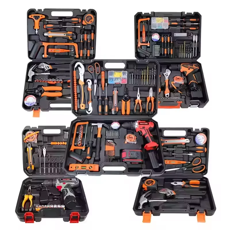 Hammer Drill Machine Set with Cordless Drill Home Application Hand Tools Kit in Tools Box OEM Customizable Combination Included