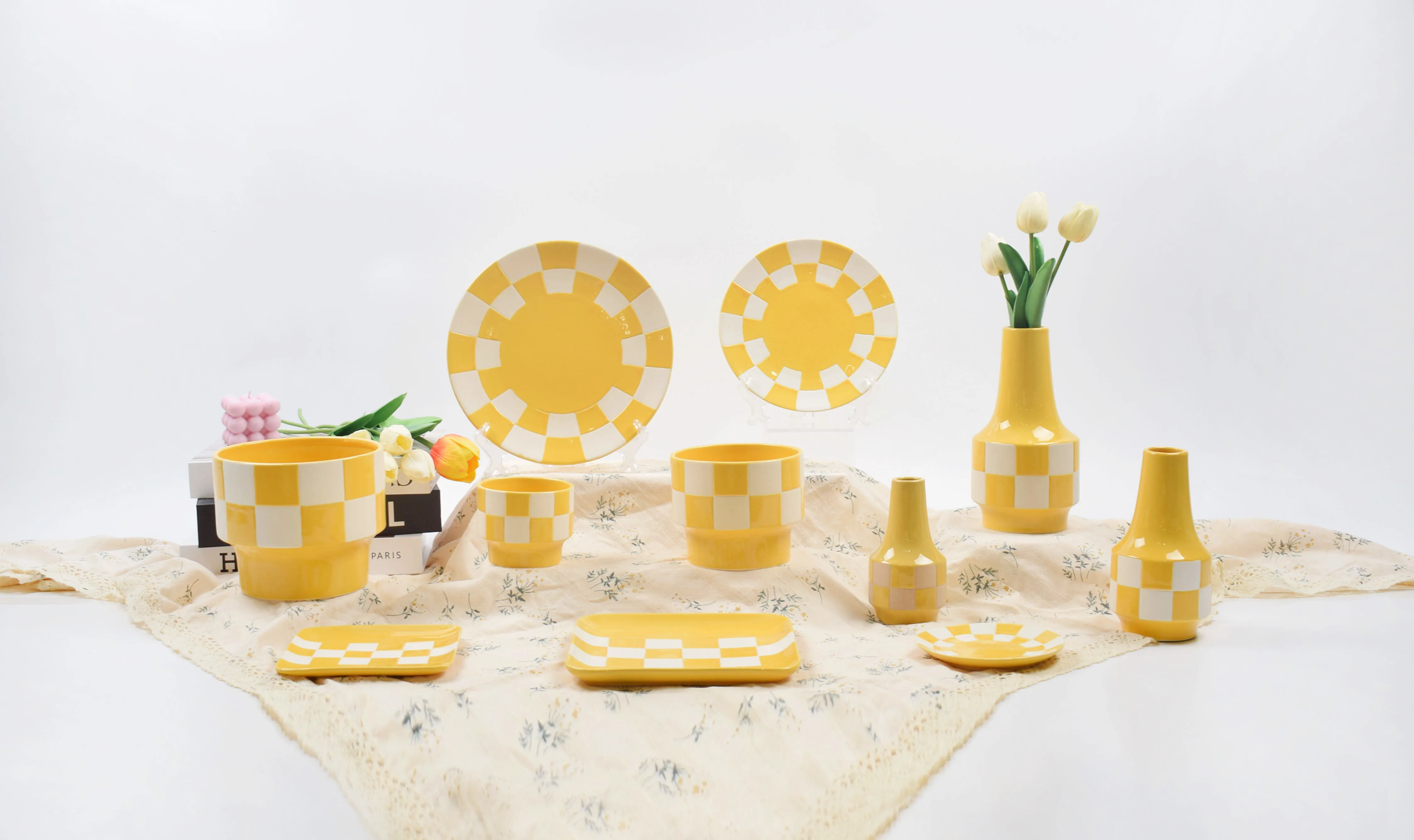Newest 2024 Style Porcelain Tableware Set Ceramic Plate Dish Ceramic Milk Jar and Storage Jar with Hand Painting for Home Used