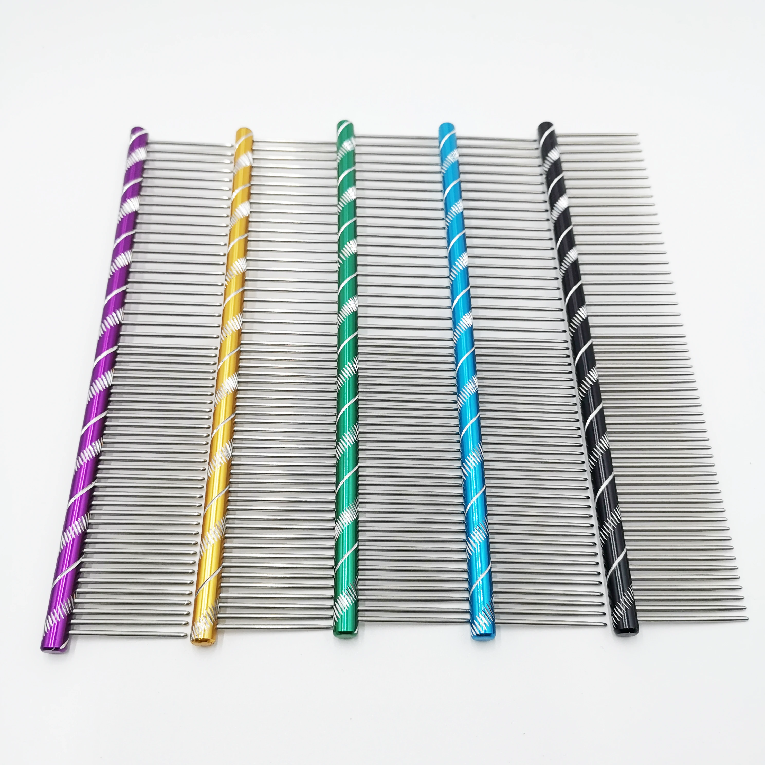 Manufacturer customized logo stainless steel long needle pin pet cat hair remover dog grooming comb