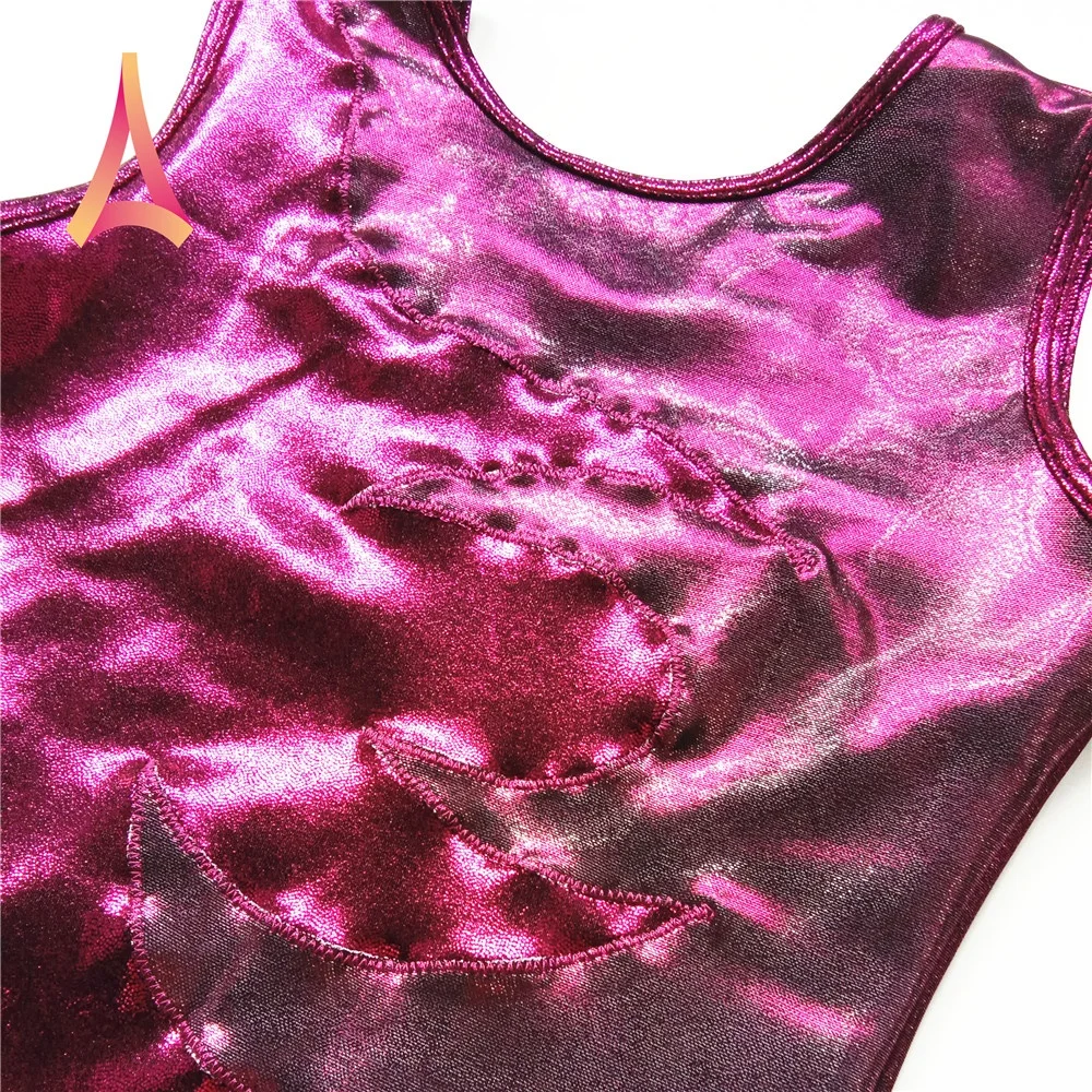 Double-layer Flame-paneled Berry Pink Leotard Gymnastics Leotard for girls