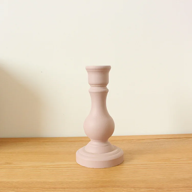 
Wholesale custom unfinished wood candlestick pillar wood candle holder 
