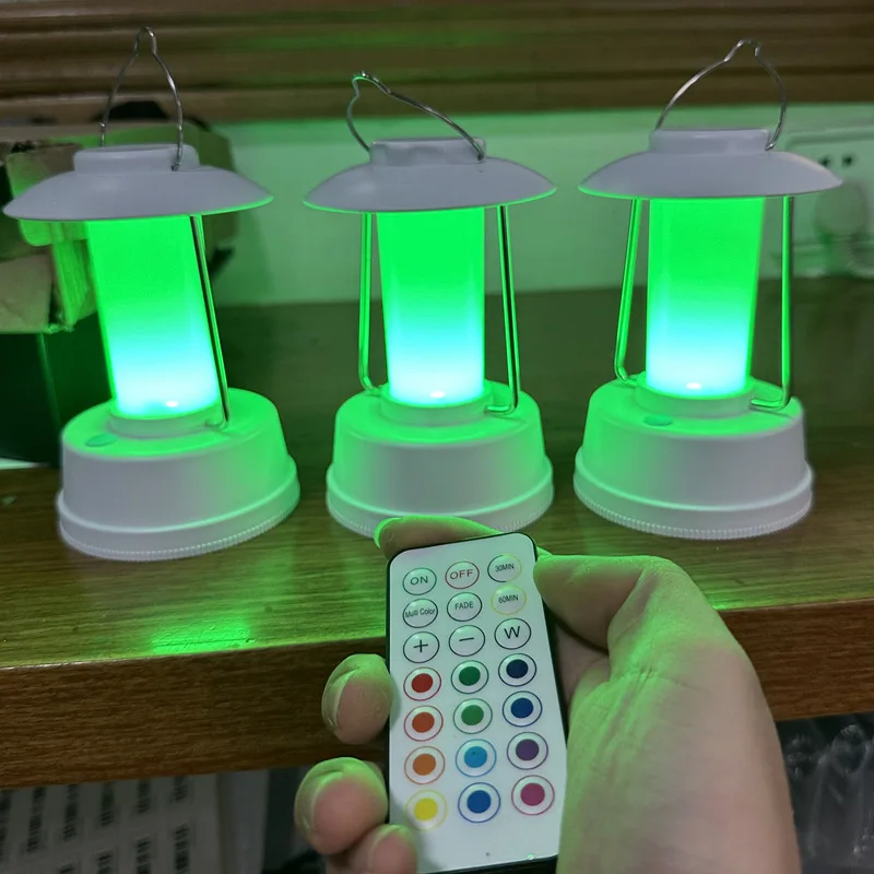 2024 New Factory Cheap Super Bright Hanging Portable Mini Colorful  Led Camping Lantern Powered By AAA Battery