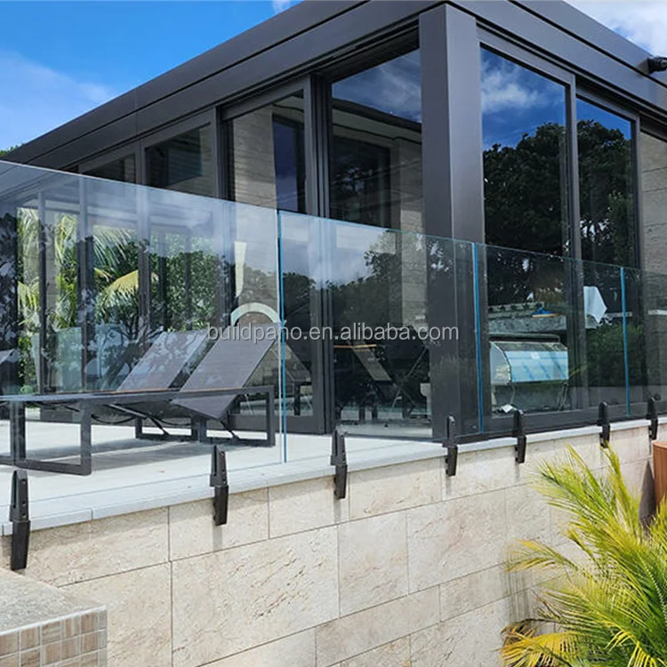 U-канальные стеклянные перила прозрачные ламинированные закаленные поручни безрамные балюстрады балкона