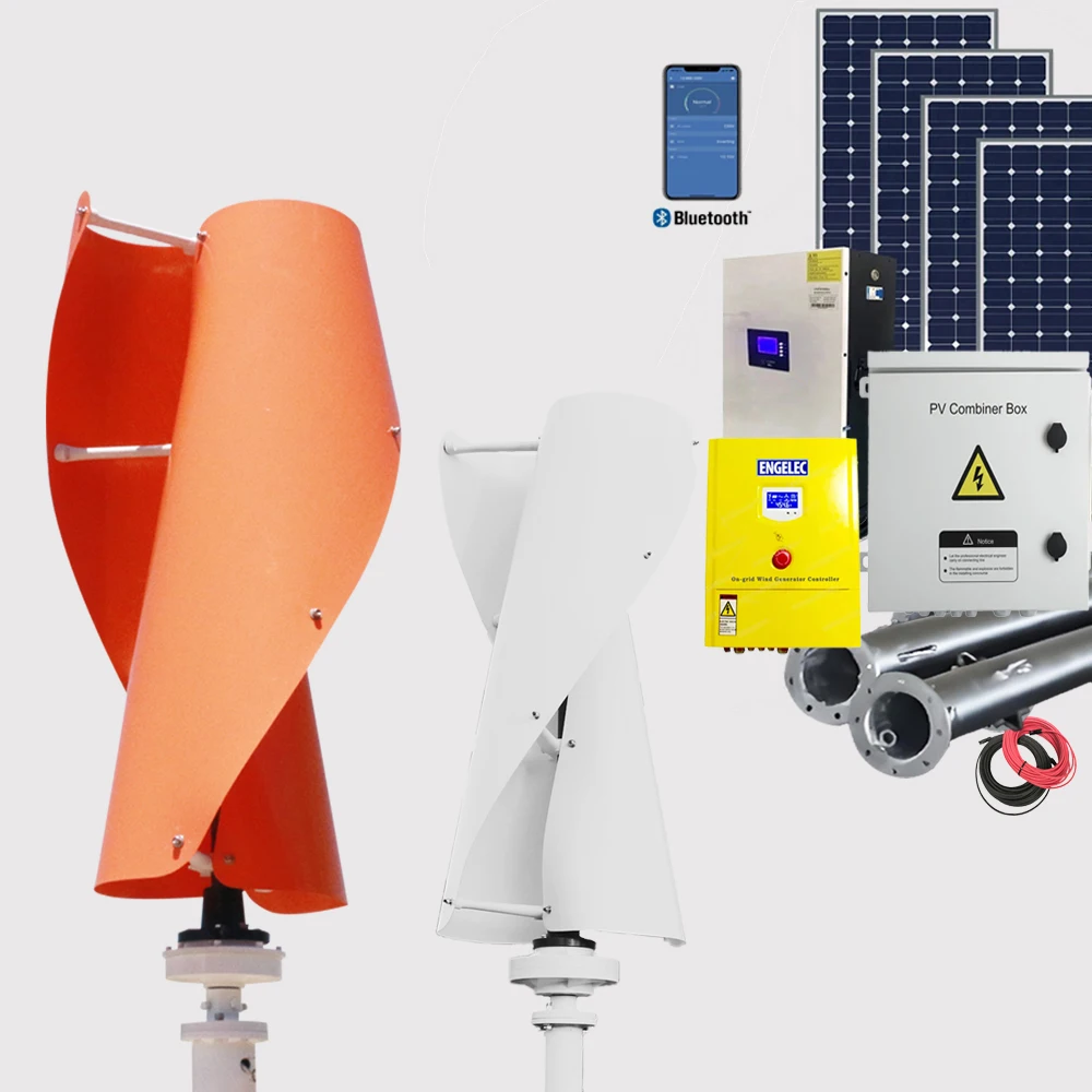 2KW 5KW 10KW Vertical Axis Wind Turbine Generator Home Use Wind and Solar Power System