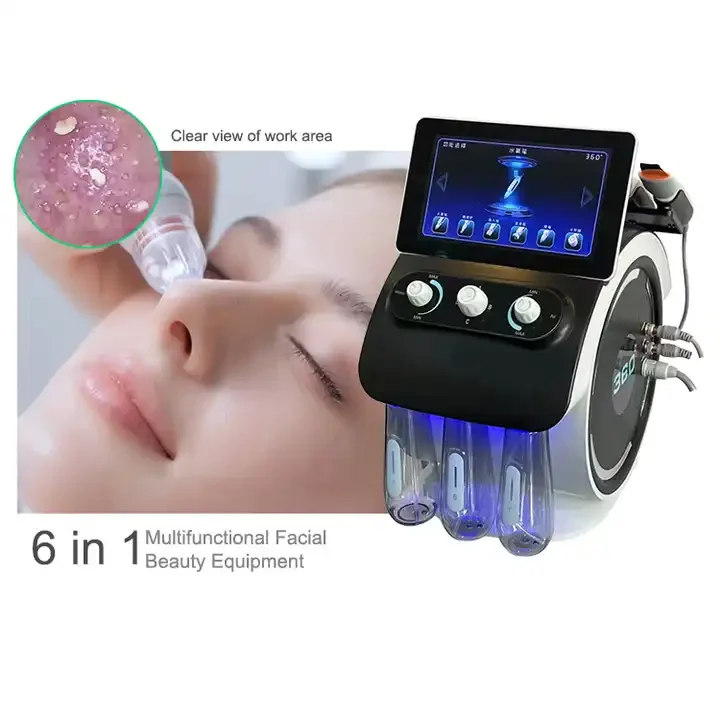 High Quality Hydro Oxygen Facial Machine 6 in 1 Face Cleaning Equipment With Ordinary Skin Products Skin Care Serum Use