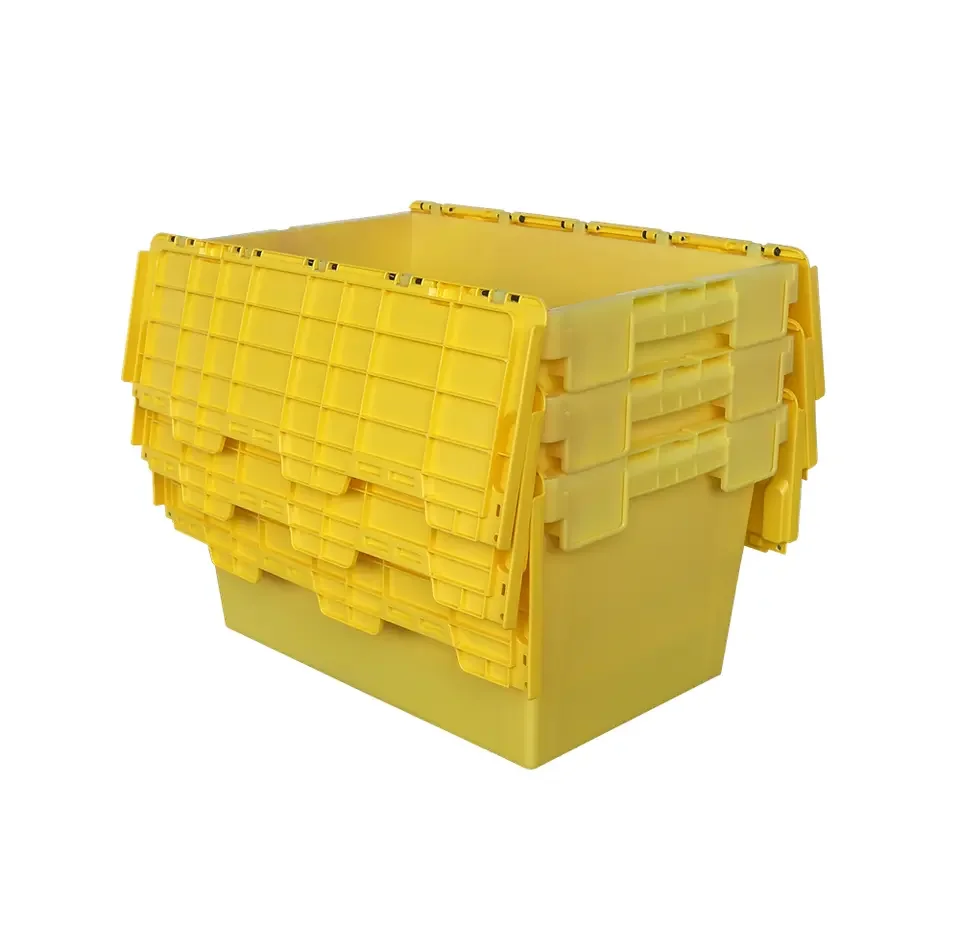 600*400 Plastic Crates Nestable Turnover Boxes Tote Bin Case Storage Stackable Lock with Lid Cover Container Manufacturer