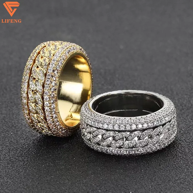 Hip Hop Iced Out 925 Silver Pass Diamond Tester 5 Rows VVS Moissanite GRA Rapper Dazzling Sparkly Eternity Band Ring For Men