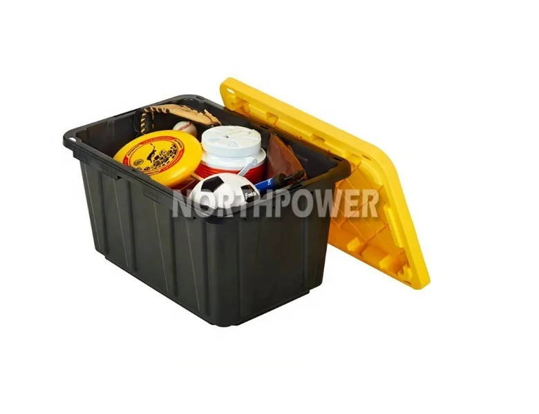 Plastic Storage Box 27 Gallon  Heavy Duty Storage Box  Lockable Container Tote large storage box