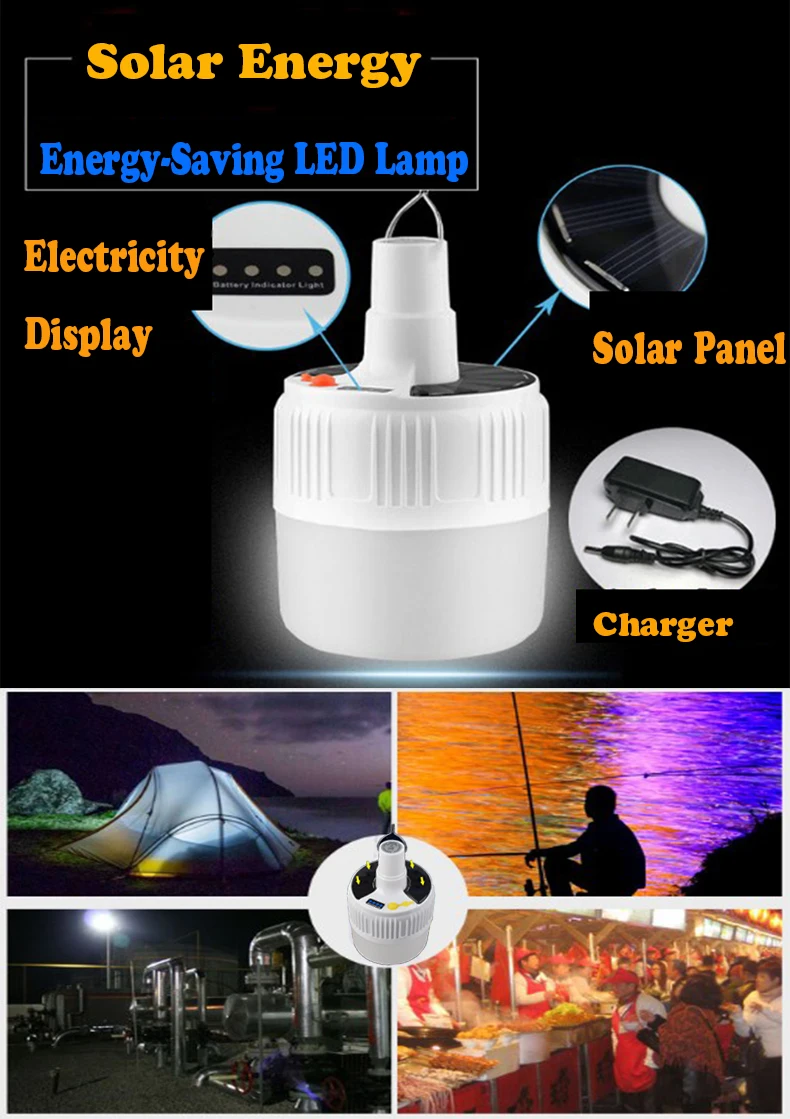 Solar Remote Control Induction Lamp Bulb Decorative Lamp Bulb For Camping Wireless Waterproof 80W Bulb Lamps