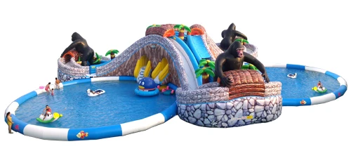 Alliance Factory Sale Pvc Outdoor Commercial Rental Inflatable Gorilla Water Park with Bed for Children and Adults for Sale