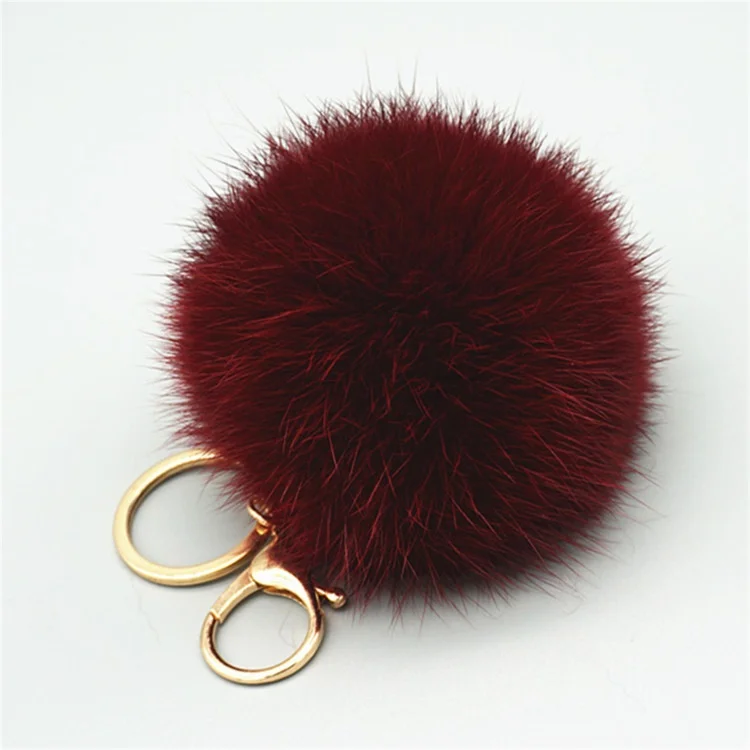 Wholesale genuine rabbit fur pom poms ball keychain ball for women bag