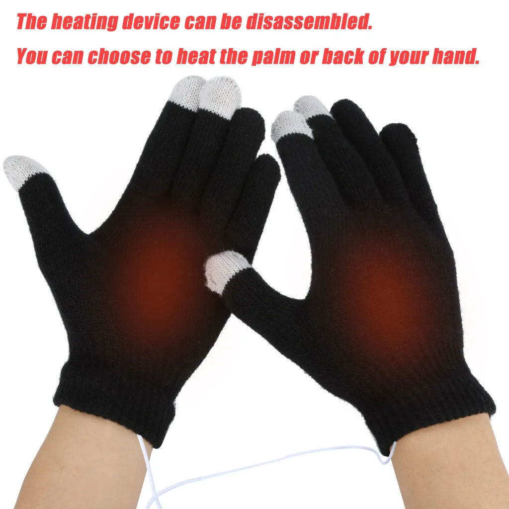 Cotton Cashmere Winter Skiing Knit Ladies Heated Women Hand Warmer Touch Screen Glove Knitted Fingerless Gloves Flip