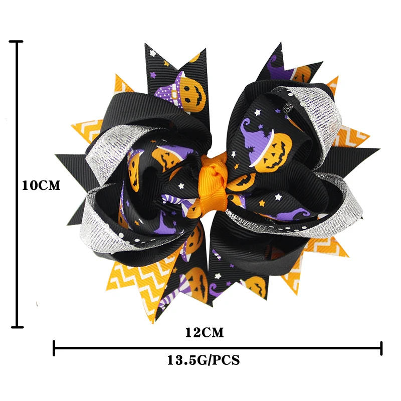  HCArtware 4 pack Halloween hair clip set for girls Boutique ribbon bow