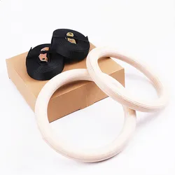 Hot Sale Wooden Gymnastic Ring with Nylon straps For Gym exercise