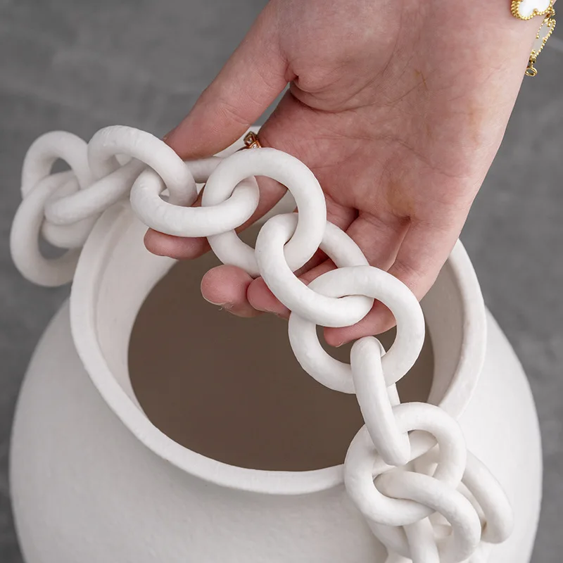 Wholesale modern luxury ceramic vases home decoration  creative living room flower arrangement chains ceramic tall vases