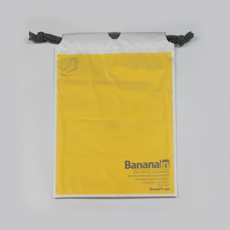 Custom Plastic Drawstring Bag Solid Color Shopping Packing Plastic String Bags With Rope Handle