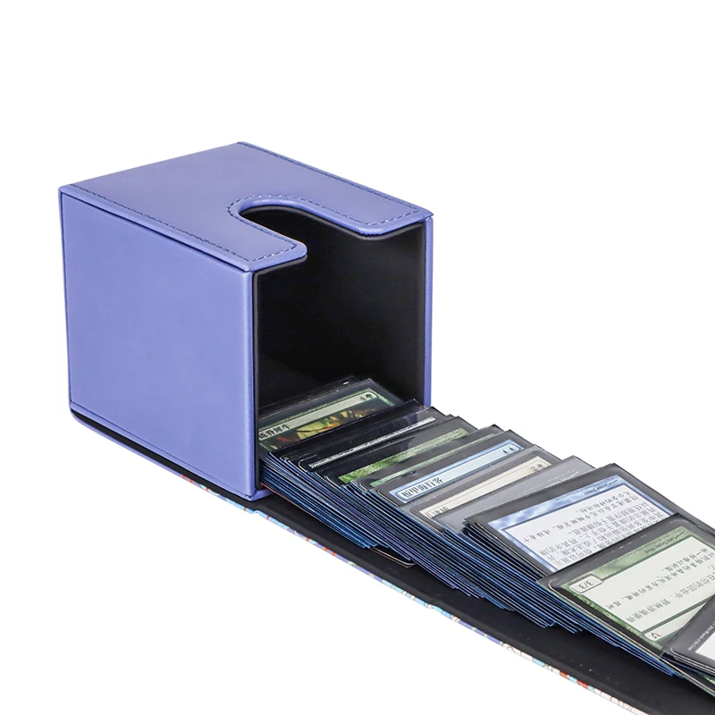Card Deck Box with Dice Tray for MTG 120+ Card Storage Box TCG CCG PU Leather Strong Magnet Collectible Card Case