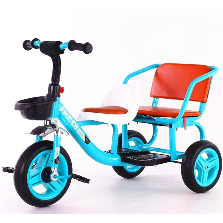 2 seats kids tricycle yellow bike preschooler outdoor sports balance trike children tricycle