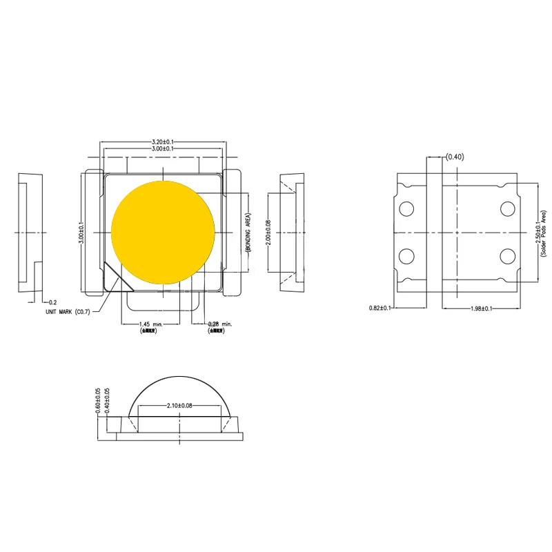 CRI 80 90 95 OEM 3030 LED High Quality 1W 3/6/9/V 2000-15000K  With Round Lens white 3030 SMD LED Chips for LED Lights