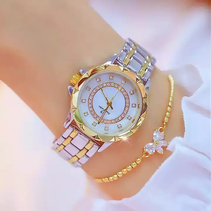Bee Sister FA 1506 Diamond Women Top Brand Watch Dress Business Elegant Ladies Watches Clock  Gold Quartz Steel Wrist Watches