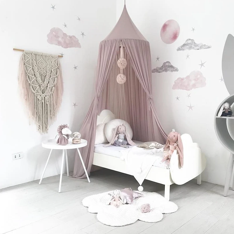  Wholesale Nordic Style Princess Chiffon Mosquito Dome Canopi Kids Baby Bed Room Canopy