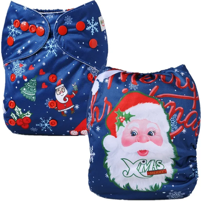 
2020 Christmas print baby diaper pul fabric with 3-layer microfiber insert for baby 