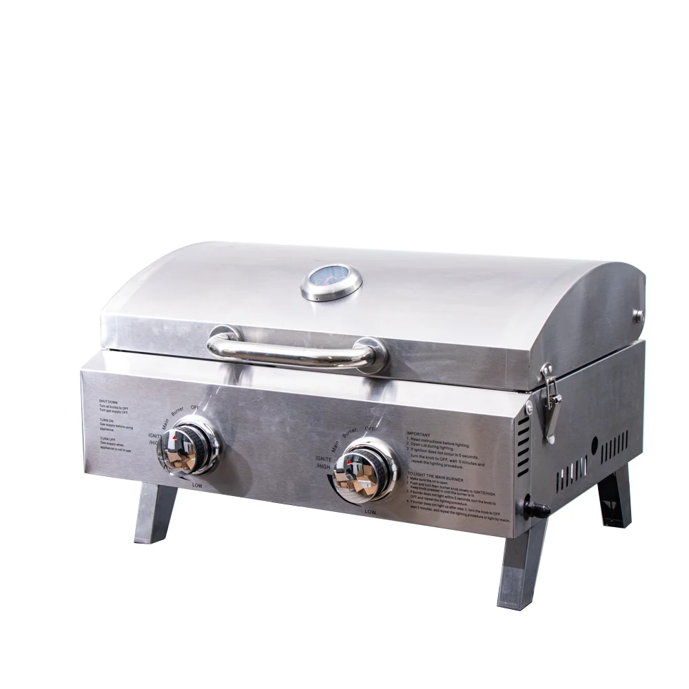 Outdoor Kitchen Cooking Desktop stainless steel dual Control knob build Propane built in gas grill bbq smoker grill for Garden