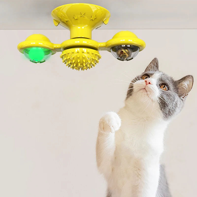 
grooming rubber molar cat pet toy windmill catnip bell toy for kitten 
