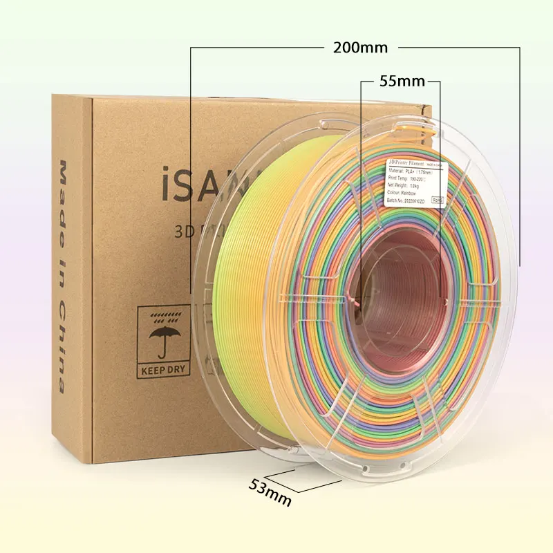 Wholesale Vacuum packaging iSANMATE pla+ rainbow filament 1.75mm 3d printer rainbow filament 1kg