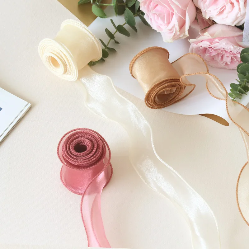 (10Yards/roll)40 mm Wave Silk Organza ribbon Bow material for hair ornament gift wrapping decoration lace ribbons