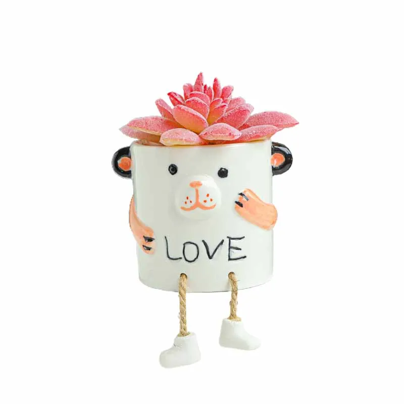 2021 Newest Cute Doll Pot Small Decorative Ceramic Succulent Plant Pots