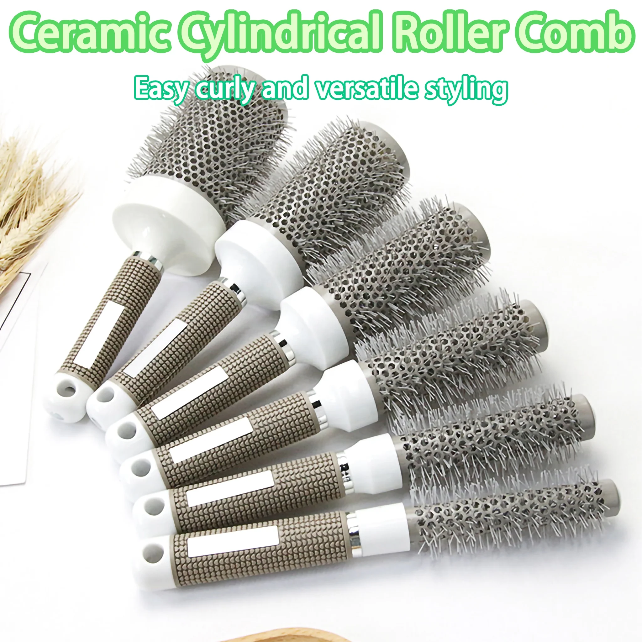 Promotion Round Hair Comb Barber Fluffy Hair Blowing Brush Aluminum Tube Ceramic Hair Massage Thermal Brush