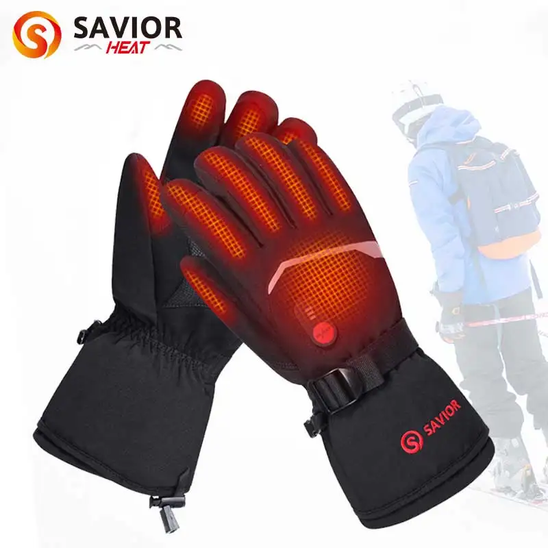 Winter Thermal Outdoor Waterproof Snowboarding 7.4V 2200Mah Men Women Electric Battery  Heated Ski Gloves