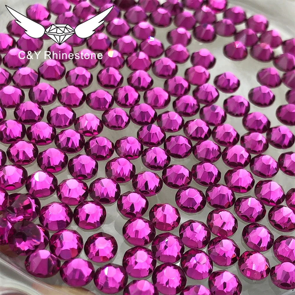 CY 2088 Wholesale SS20 Fuchsia 16 Cut Facets Rhinestone Nails Flatback Glass Rhinestones
