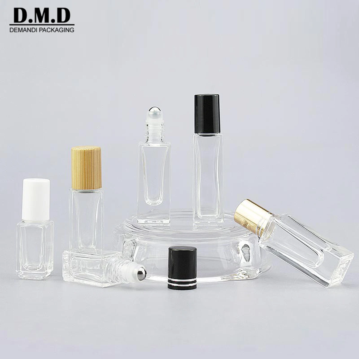 Empty 3ml 5ml 15ml 10 ml 20ml 30ml 1 oz clear transparency square glass roll on bottles with lid