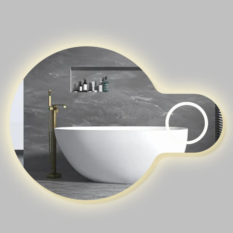 Fullkenlight large wall mounted led bathroom mirrors smart touch screen magnify bathroom mirror with light