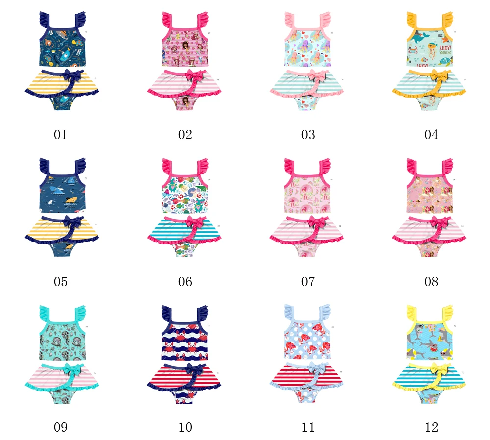 2 шт. детский купальник с принтом бантом и лямкой на