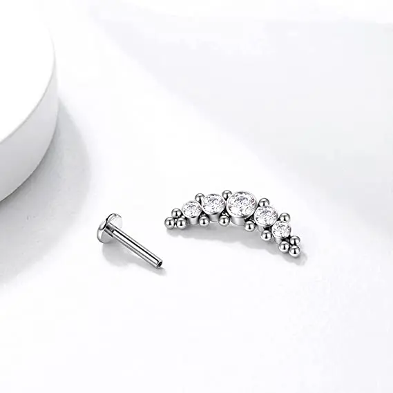 Custom wholesale ASTM F136 titanium G23 Internally Threaded Tragus Shiny Earring Jewelry Set