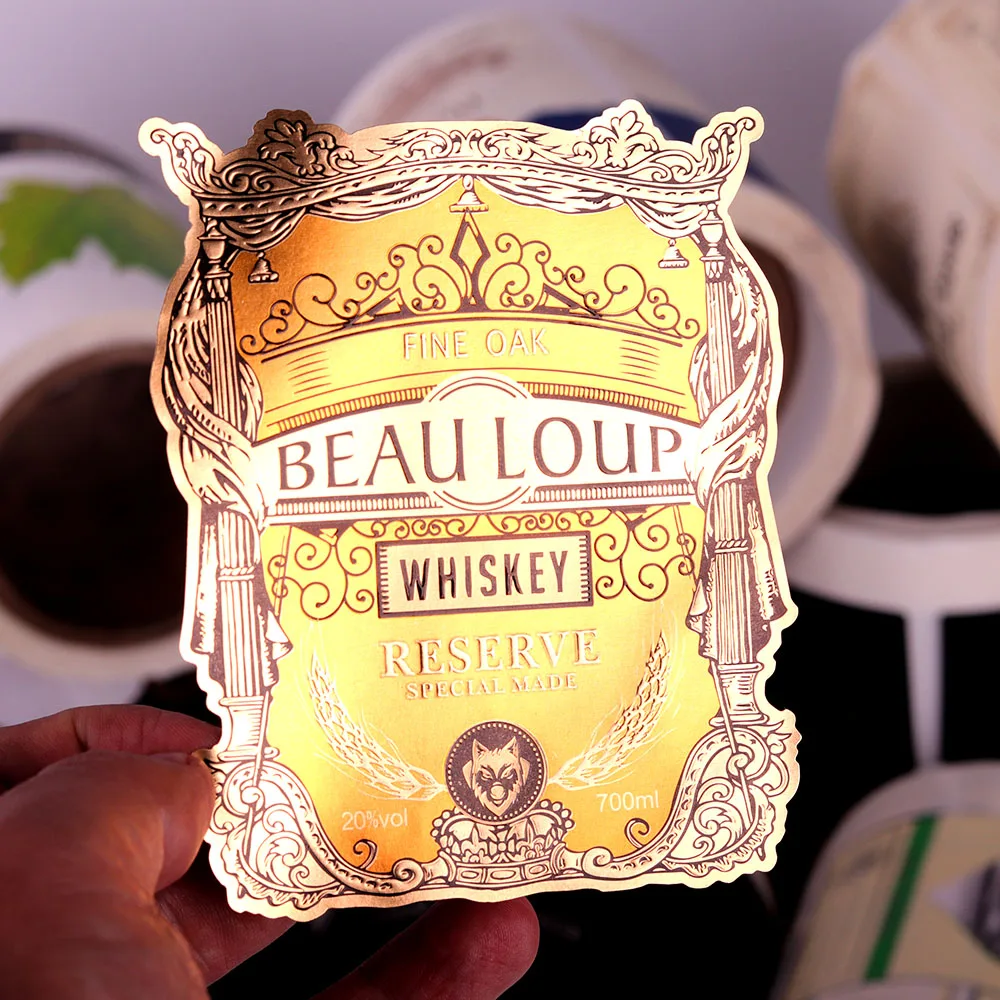 Hot Sales Wine Bottle Metal Label Aluminum Stickers Custom Luxurious Metal Label Sticker Manufacturer