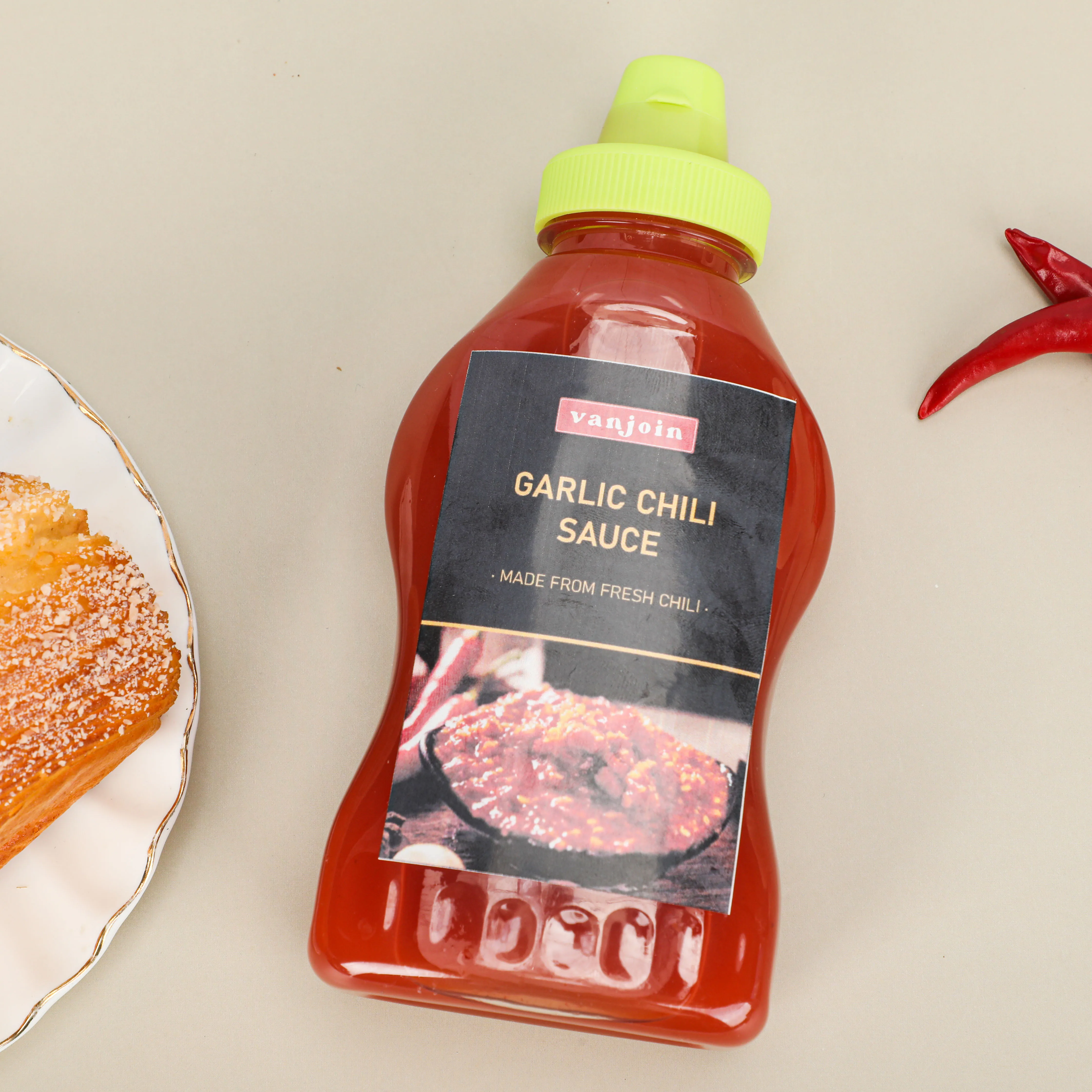 Food Grade 360ml 500g Transparent Seasoning Packaging Plastic Bottles for Sauces Squeeze Bottle