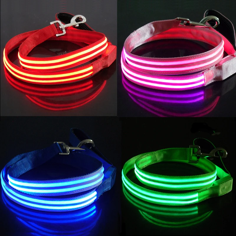 Amazon Hot Selling New Custom USB Rechargeable Flashing Pet Dog Leash Night Walking Safety Dog Leash Led